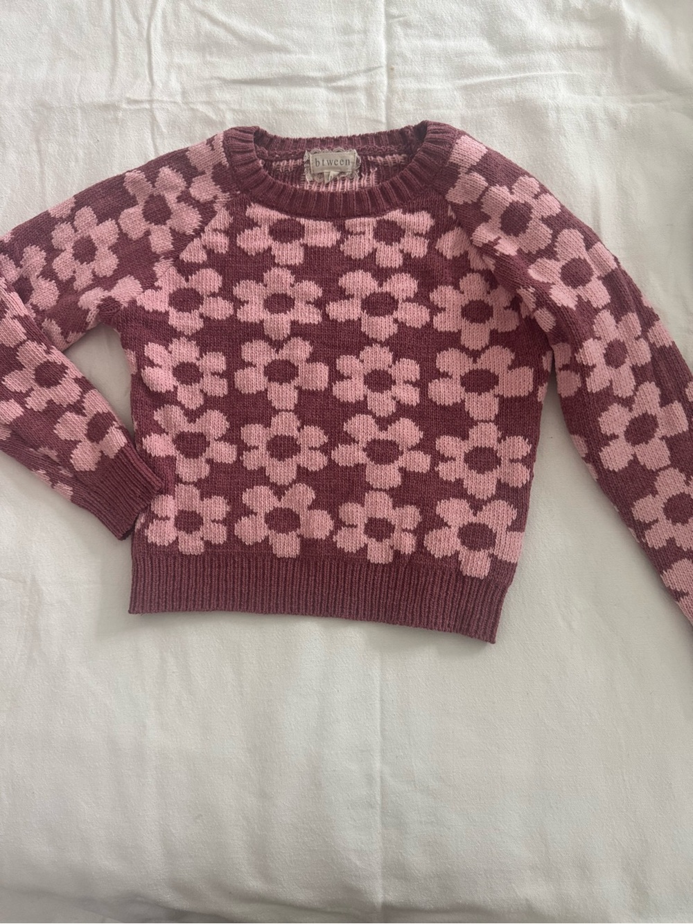 Obey Floral Crewneck Sweater in Dark Mauve and Pink